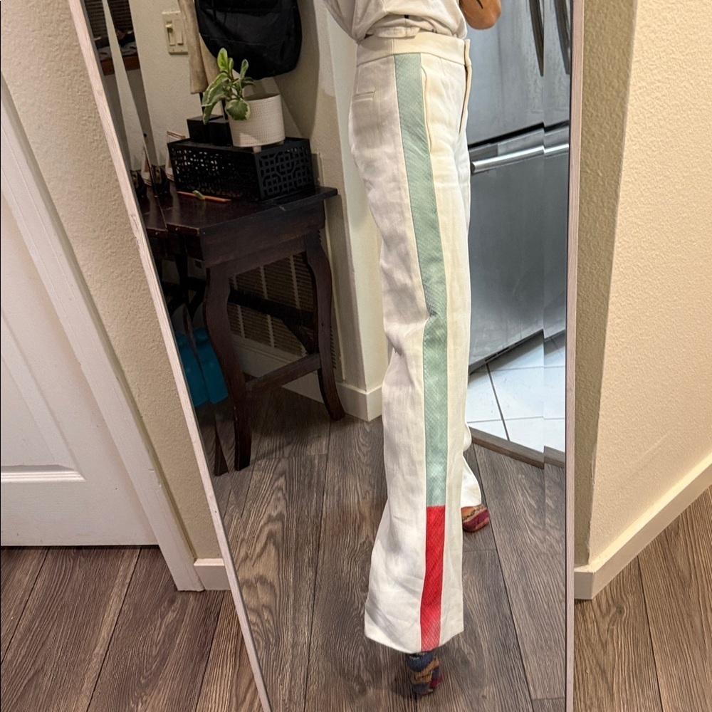 J Crew Collection Snakeskin Stripe Trouser Size 0 WHITE 59181 $795 - Picture 2 of 14